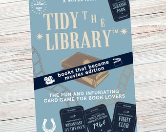 TIDY THE LIBRARY: The Books That Became Movies Edition, Card Game for Book Lovers, game night, bookish gift, educational, family + friends