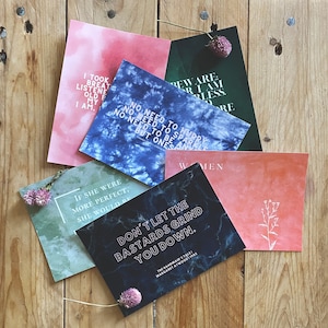 Inspirer les cartes postales de citations littéraires féministes | Ensemble de 6 | Atwood, Kaur, Shelley, Bronte, Woolf, Plath | Cadeau d’amoureux de livre