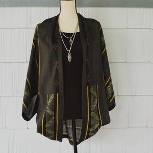 Minsa Print Jacket-Black | Jackets for Women | Lightweight Jacket for Her | Japanese Kimono Coverup | Summer wear | One size