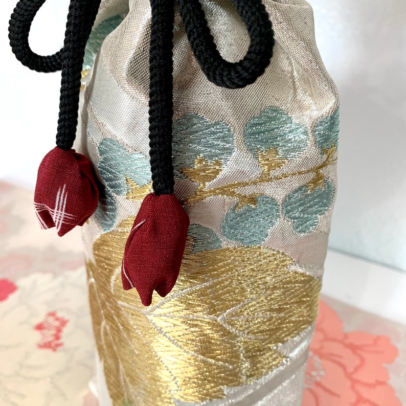 Gifts for Him Metallic Floral Obi Wine Covers Japanese Home decor Wine Bottle Centerpiece Gifts for Her Japanese Wine Bottle Cover