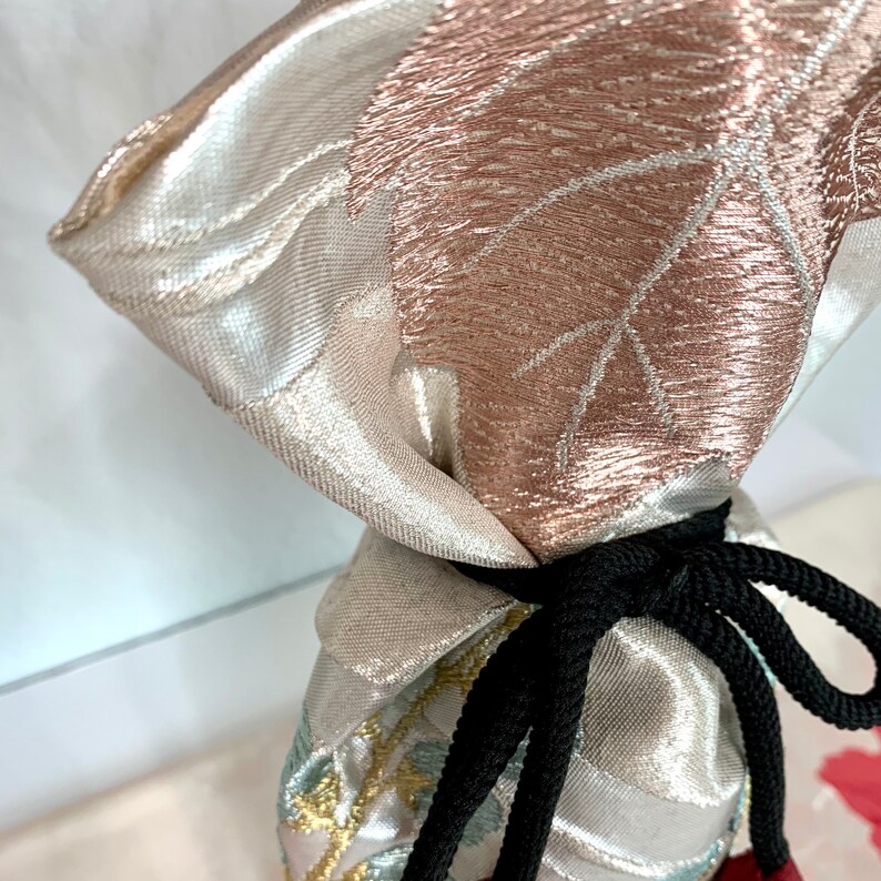 Gifts for Him Metallic Floral Obi Wine Covers Japanese Home decor Wine Bottle Centerpiece Gifts for Her Japanese Wine Bottle Cover