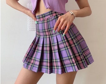 90s checkered skirt outfit