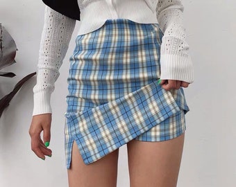 yellow plaid skirt and top