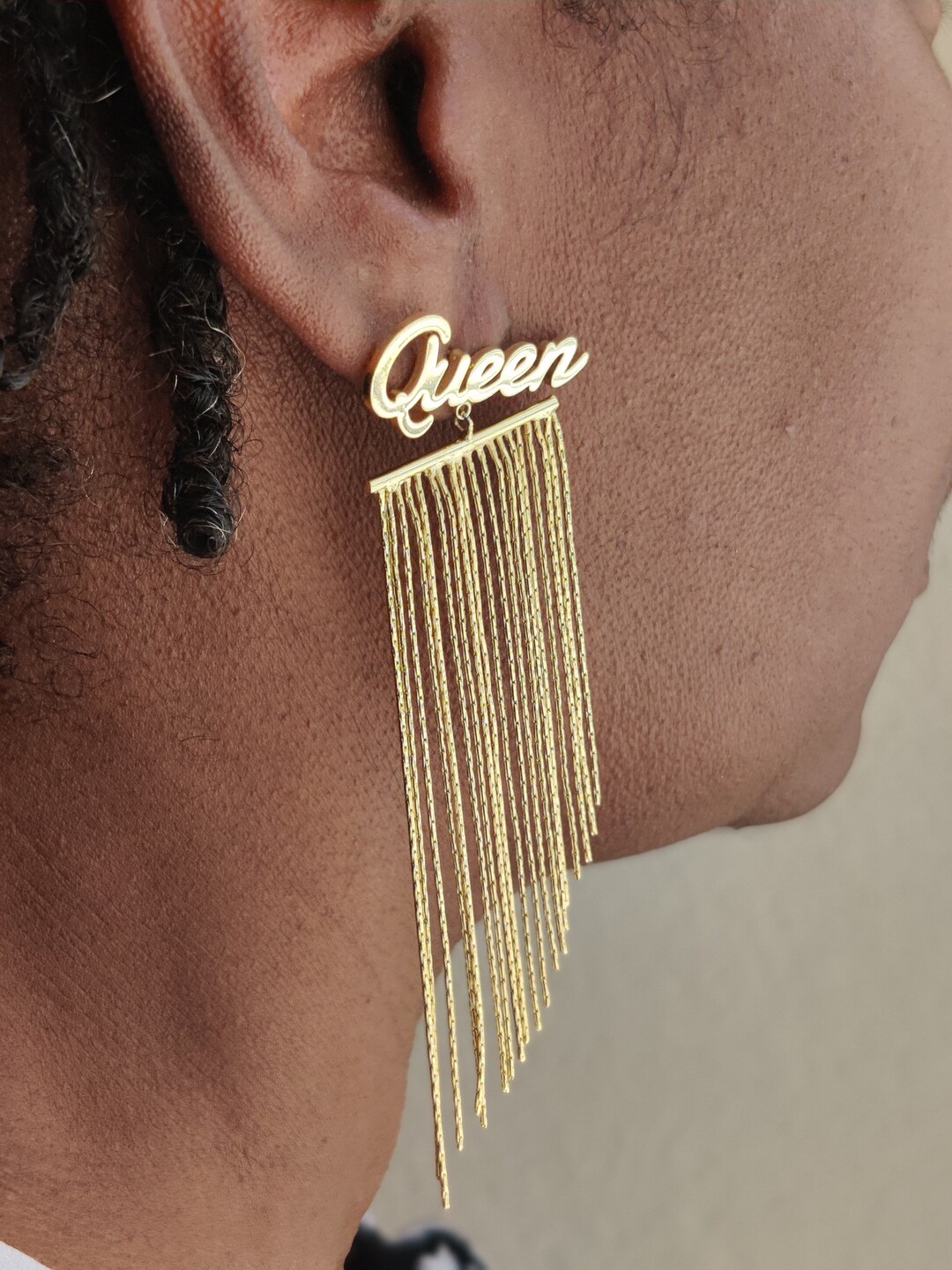 Custom Gold Name Earrings Tassel Earrings Name Plate Etsy