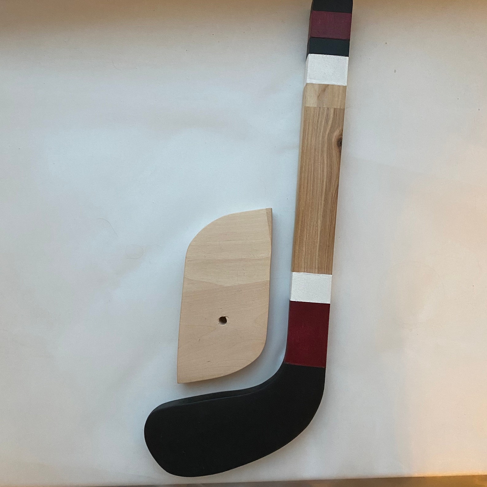 Decorative wooden ice hockey stick inspired by Chicago Etsy