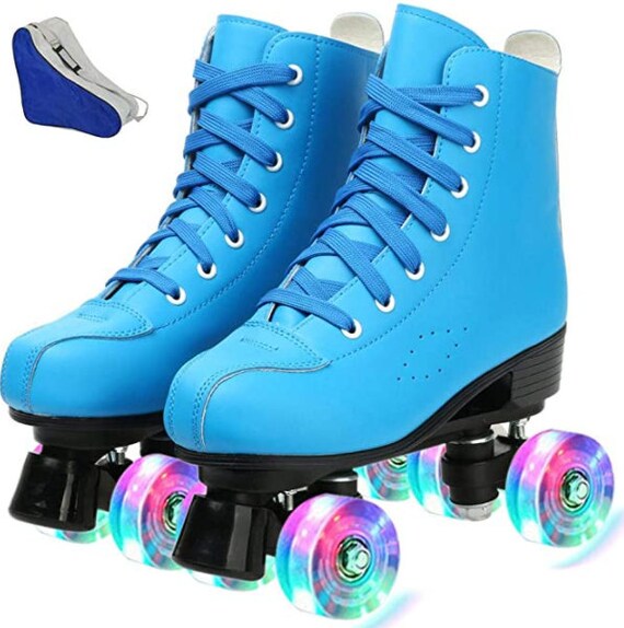Light up blue roller skates w/travel bag Etsy