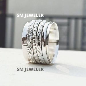 Most Popular Spinner Ring For Women, 925 Sterling Silver Anxiety Ring, Silver Spinner Ring