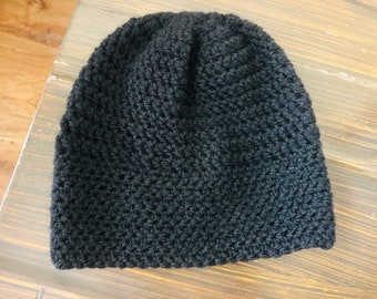 Black Beanie - Handmade, Crochet