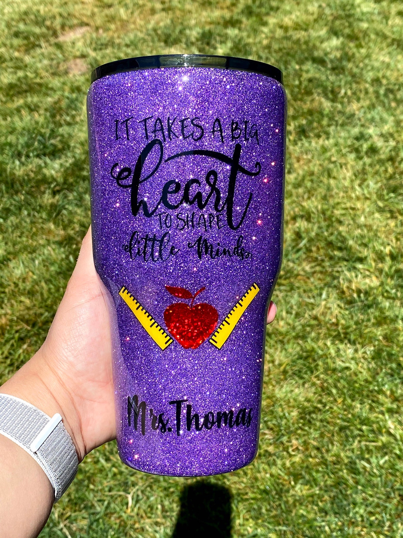 Pencil Tumbler Custom Glitter Tumblers Teacher Tumbler Etsy