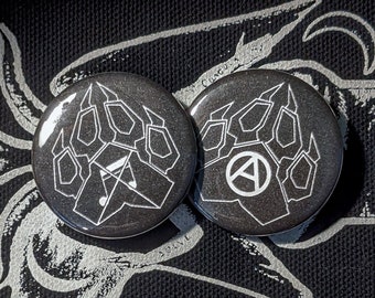 Handmade 1.25 Crust Anarcho Punk Furry Pins Pinback Pin Buttons Anarchy Symbol Noise Not Music