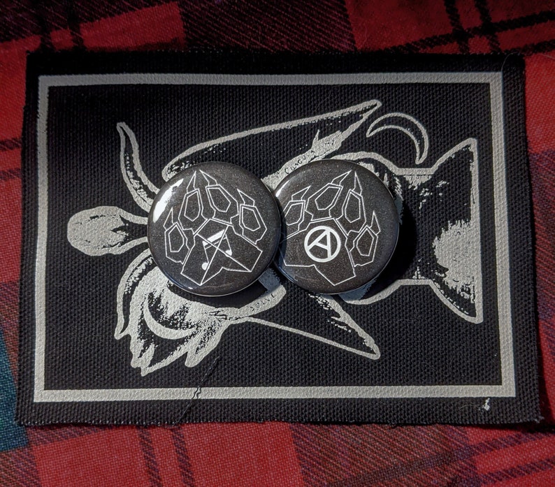Handmade 1.25 Crust Anarcho Punk Furry Pins Pinback Pin Buttons Anarchy Symbol Noise Not Music
