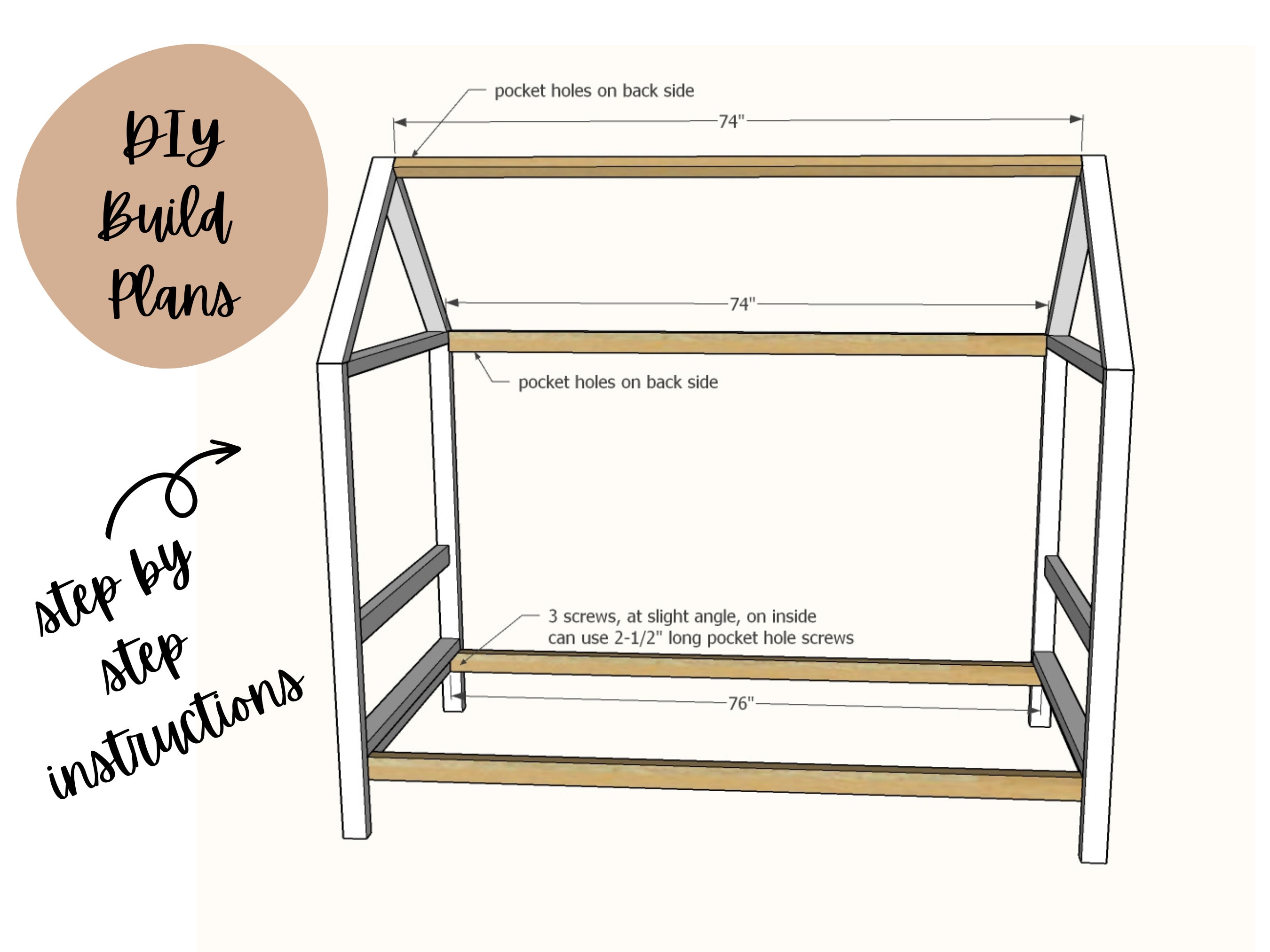 DIY Twin House Bed L Buildable Plan L Printable L Kids Room L Home ...