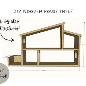 DIY House Shelf, Doll House, Build Plans, Instant Download, Wood House, Kids Room, Wood Doll House, Digital Download