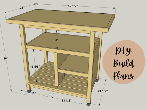 DIY Rolling Kitchen Cart l Printable Plans l Downoad DIY