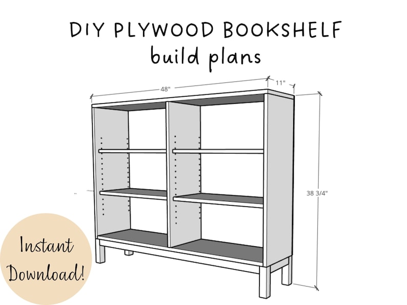 DIY Bookshelf Printable Build Plans, Digital Download, Home Improvement ...