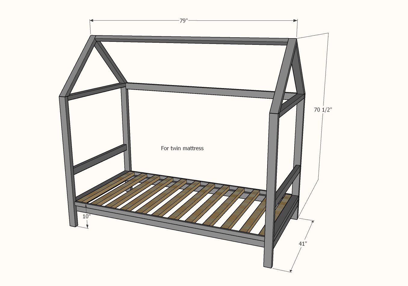 DIY Twin House Bed L Buildable Plan L Printable L Kids Room L Home ...