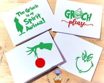 The Grinch Funny Sarcastic Note Cards Set of 4