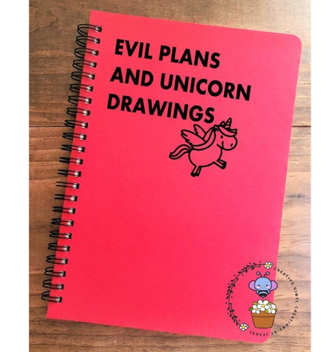 Evil Notebook Evil Plans and Unicorns Sarcastic Funny Work Spiral Bound, Hardcover ...