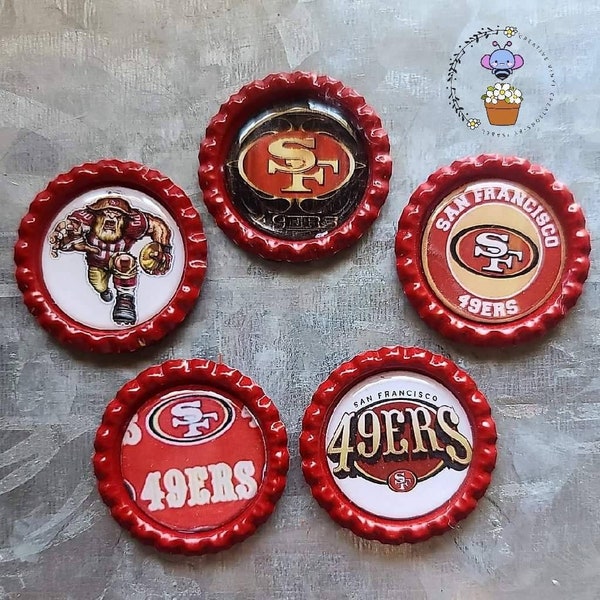 San Francisco 49ers NFL Bottlecap Refrigerator Office Filing Cabinet Magnets