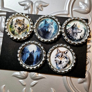 Wolves Grey Wolf Bottlecap Refrigerator Office Filing Cabinet Magnets