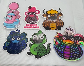 Cinco (5) pegatinas de pato surtidas