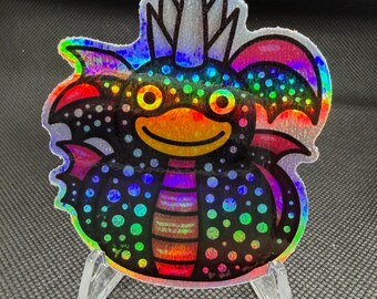 Pegatina holográfica de pato dragón