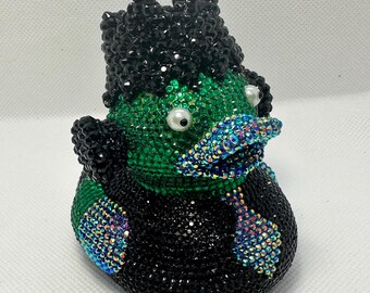 Pato Frankenstein de Halloween con lentejuelas brillantes