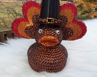 Pavo y pato de Acción de Gracias con brillantes diamantes de imitación