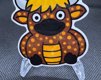 Pegatina de pato y vaca de las Tierras Altas