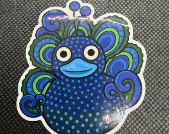 Pegatina de pato pavo real