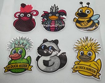 Doce (12) pegatinas de pato surtidas