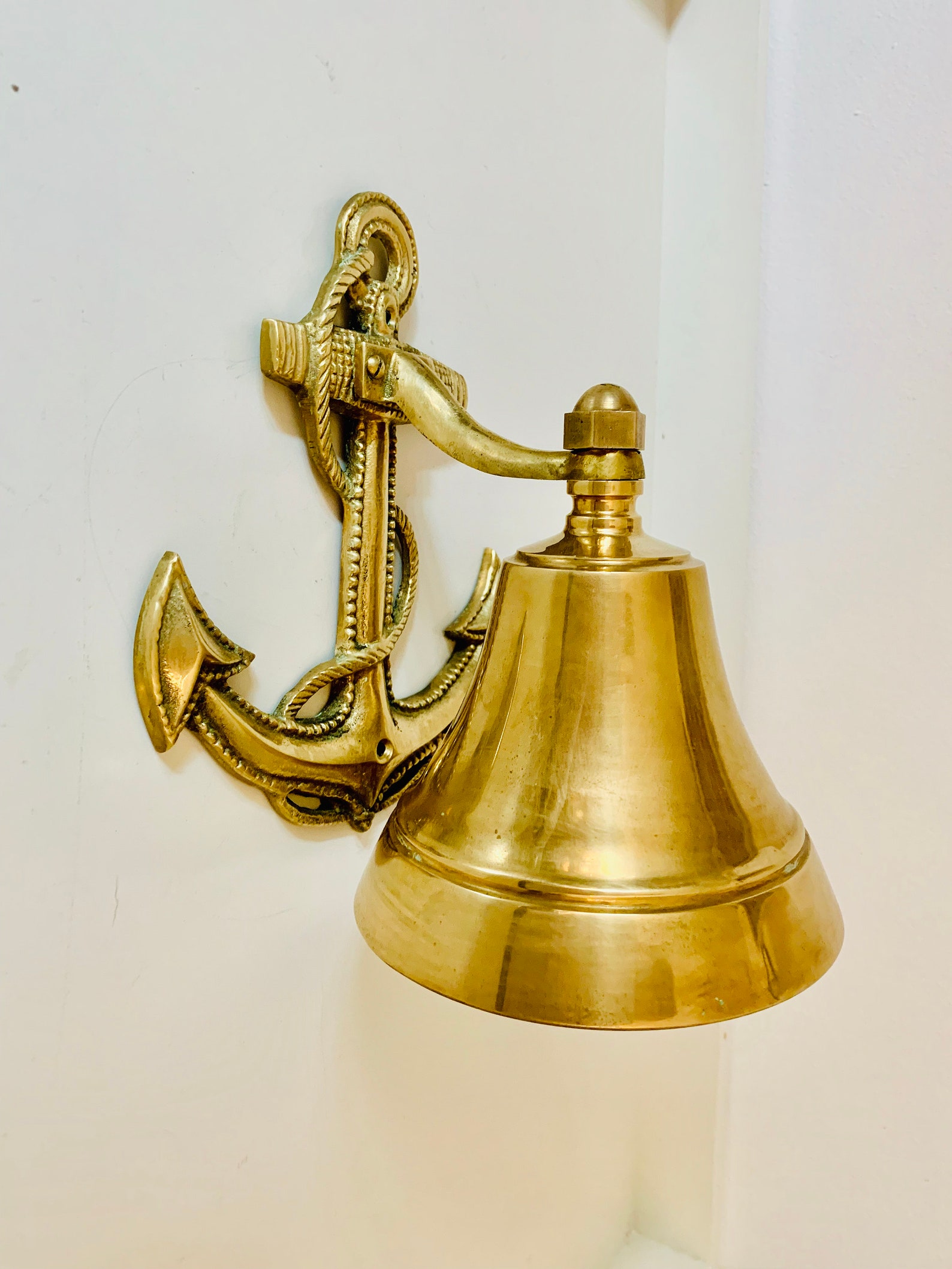 Cloche Nautique En Laiton Poli 11 Pouces - Décoration Marin, Pirate, Fonctionnelle - Avec Corde