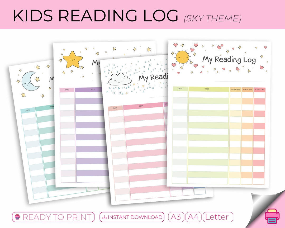 Kids Reading Log, Printable Reading Log, Reading List for Kids, Log for ...