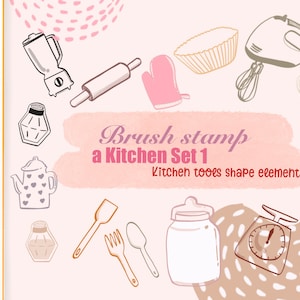 Procreate brush stamp kitchen tool #Set1