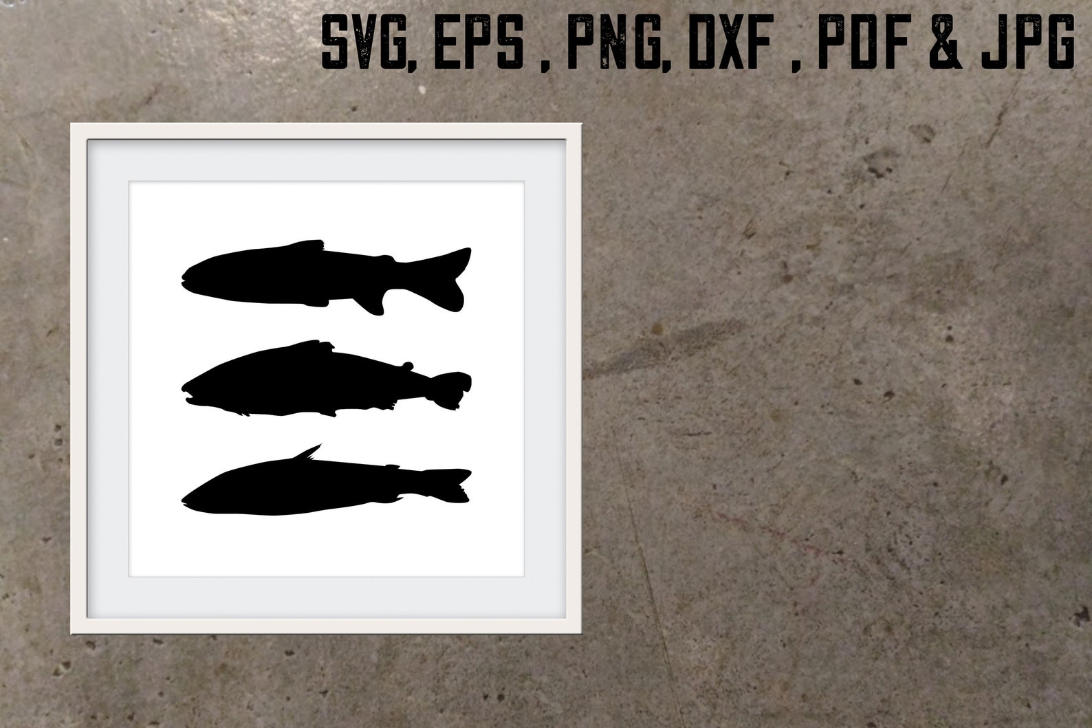 SVG Salmon Fish Stencil Monogram Black Vector Clip Art - Etsy