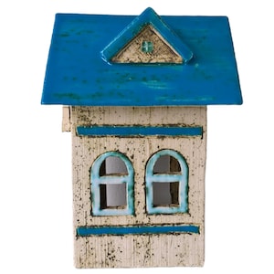 Maison en céramique faite à la main pour la lumière du thé, cadeau de décoration, décoration de Noël, bougeoir, lanterne, cadeau de Pâques, décor de terrasse.