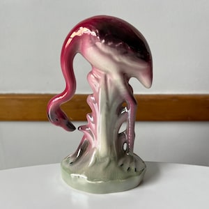 1950s Mid Century Modern 7” Flamingo Figurine Opalescent Pearlescent Mint Condition Pink Retro Vintage Kitsch
