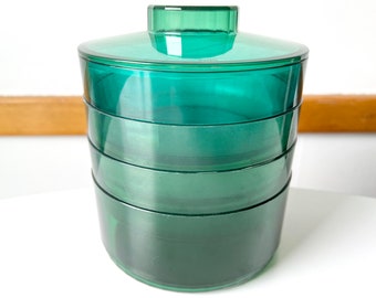 1970s Stacking Acrylic Green Storage Set Bowl Nesting Mid Century Modern Vintage Tupperware