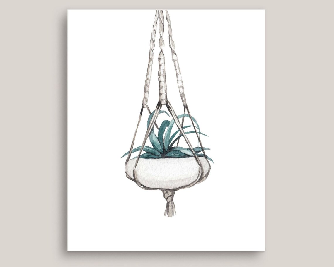 Hanging Plants Wall Art Botanical Print Set of 3 Watercolor | Etsy