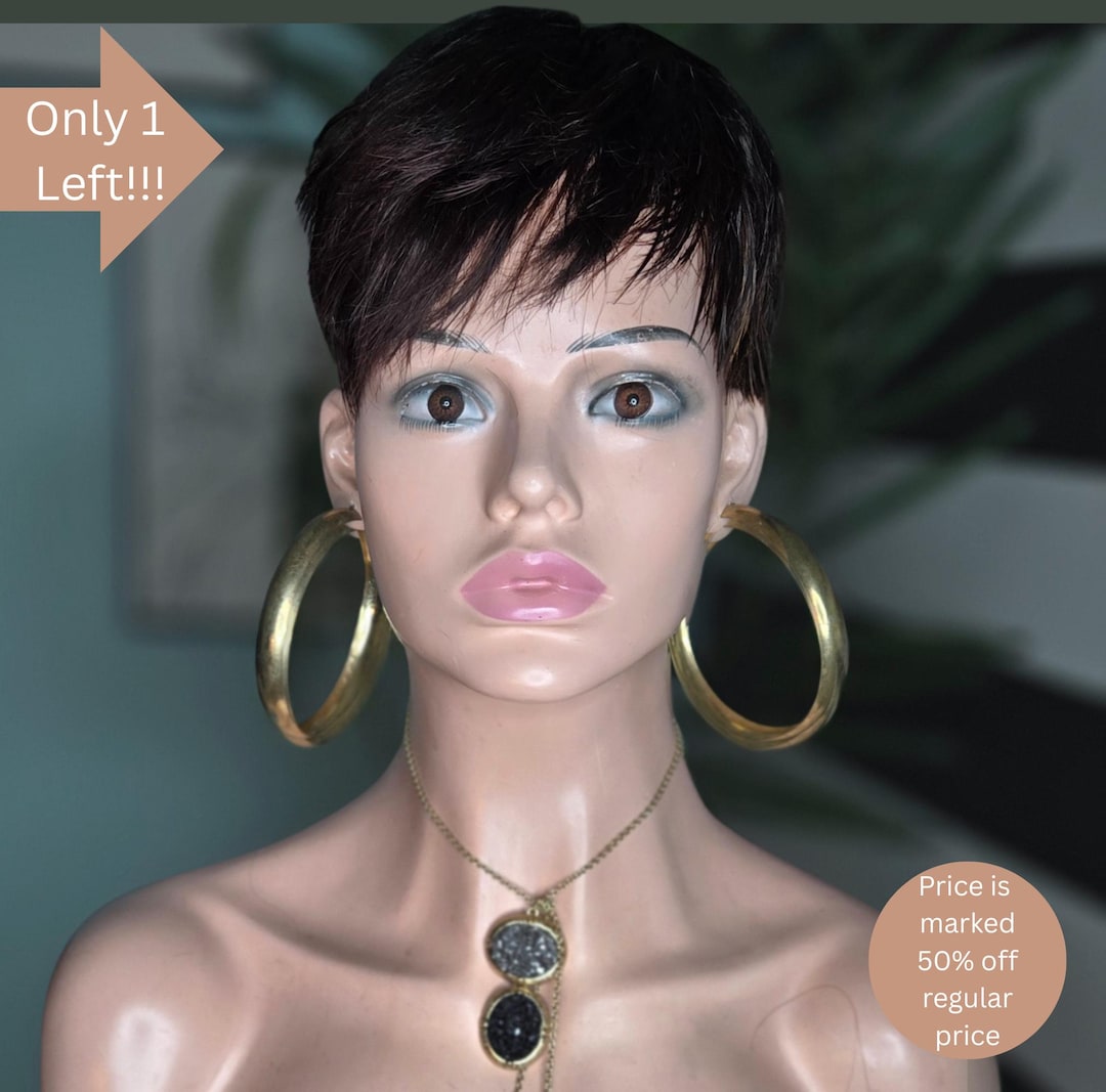 Human Hair Topper | Clip in Short Bangs | Razor Cut Black & Brown Human ...