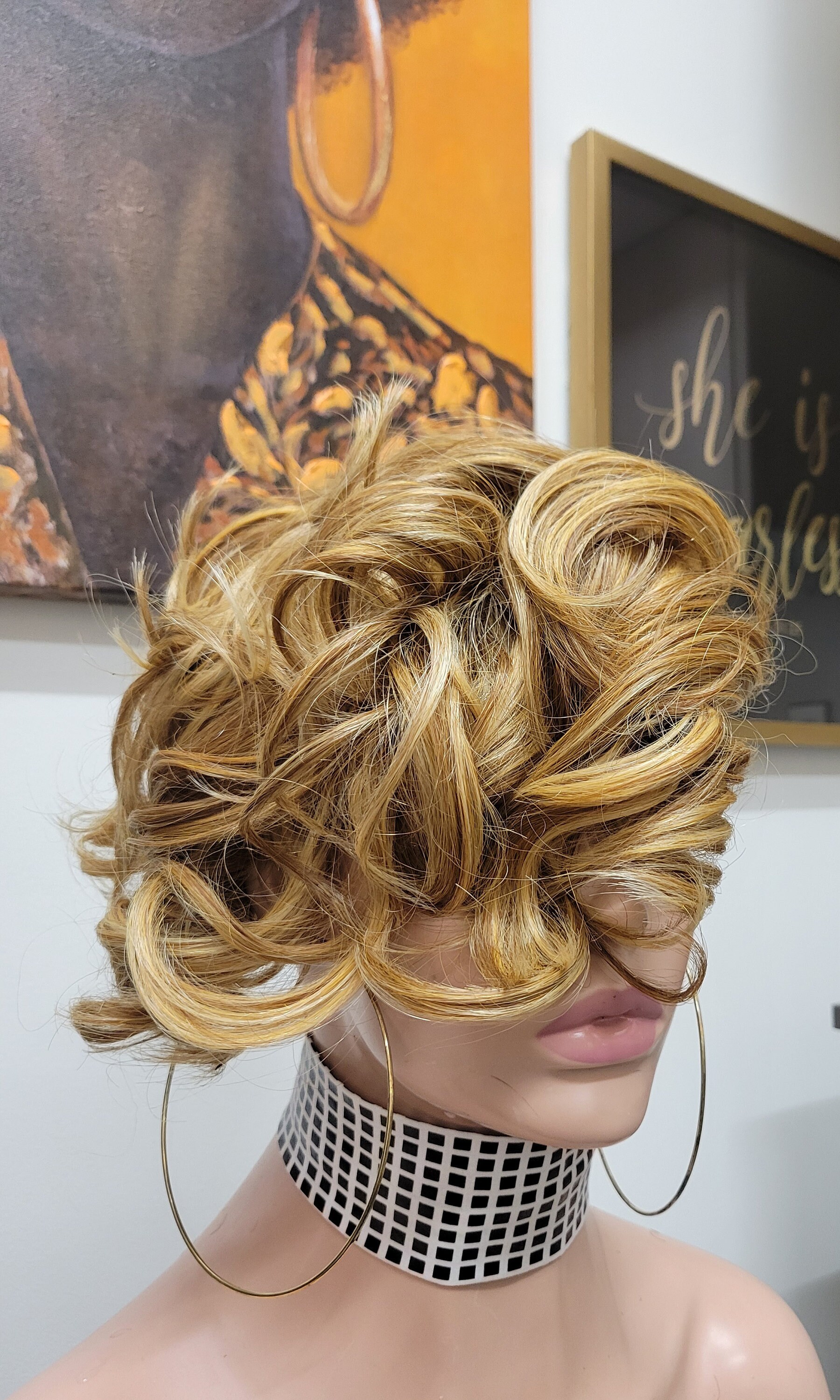 8 Inch Synthetic Hair Topper Blonde Short Wigs Alopecia Chemo Wig ...