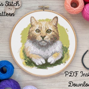 Pet cross stitch pattern PDF Bengal cat cross stitch pattern Digital format Cat portrait cross stitch pattern