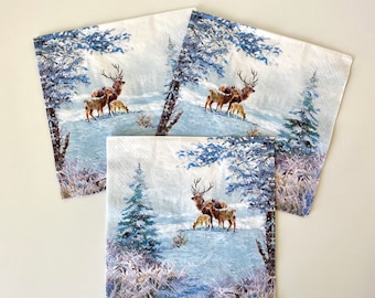 Napkins deer and owl 20 piece of tissue paper 33x33 cm