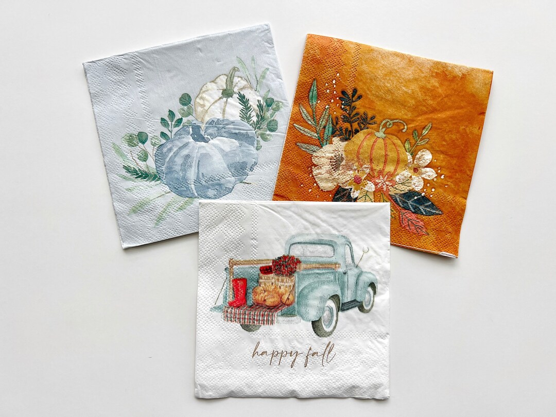 Hello Fall Paper Napkins for Decoupage Craft Supplies for Etsy