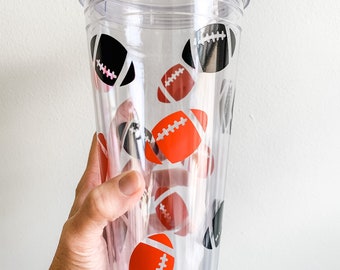 Football tumbler, Acrylic Tumbler with Lid and Straw, Custom Acrylic Tumbler, Custom Personalized Gift, Gifts for him, Sports tumbler
