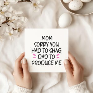 Funny Mothers Day Greetings Card - Joke Mothers Day Cards - Funny Typography Card Recycled Envelope Cardstock Mature