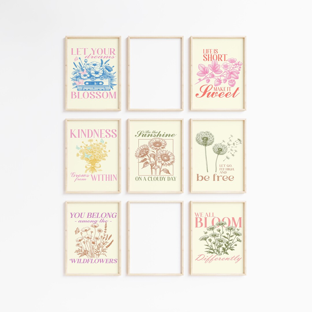Inspiraitonal Floral Quote Prints Poster Wall Art Maxi Home Decor ...