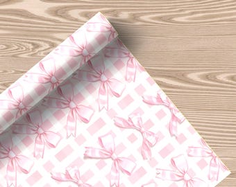 Papel de regalo con estampado de lazo rosa - Papelería - Envoltura de regalos bonita para aniversarios, cumpleaños, bodas - Regalos para ella