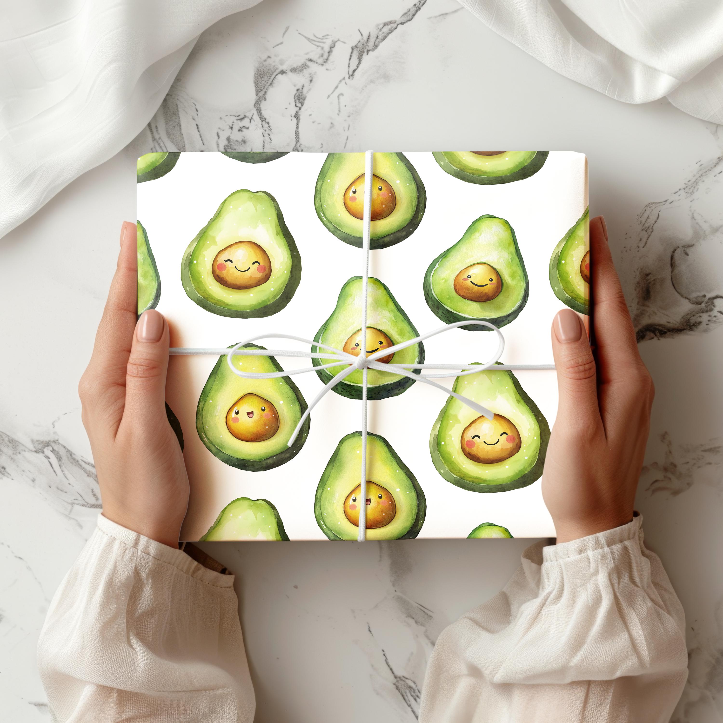 Folha de papel de embrulho de abacate fofa – Embrulho de presente de frutas engraçadas para aniversários, chás de bebê, aniversários, casamentos e ocasiões especiais