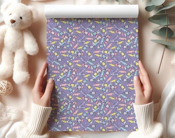 Cute Sweet Candy Wrapping Paper Sheet – Kawaii Style Sweets Gift Wrap for Birthdays, Kids Parties, Fun Pastel Packaging